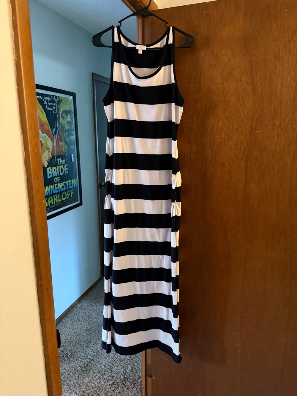 C Black & White Striped Tank Maxi Dress